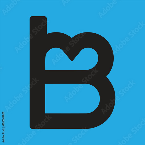 Modern Minimalist Letter B and Heart Symbol Logo Vector