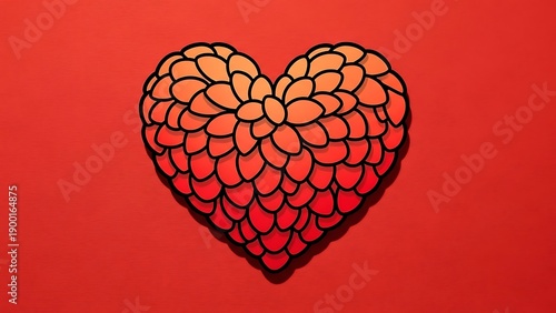 Vibrant red backdrop featuring a prominent circular frame and an abundance of small hearts, symbolizing deep affection