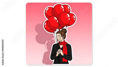 Vibrant red backdrop featuring a prominent circular frame and an abundance of small hearts, symbolizing deep affection