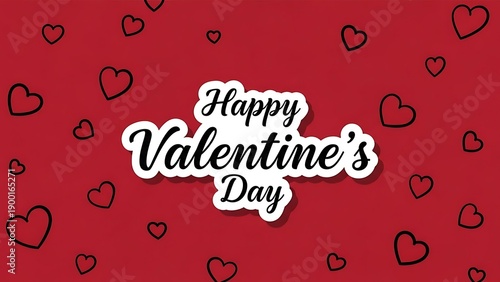 Vibrant red backdrop featuring a prominent circular frame and an abundance of small hearts, symbolizing deep affection