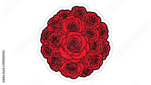 Vibrant red backdrop featuring a prominent circular frame and an abundance of small hearts, symbolizing deep affection
