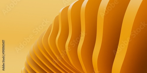 Εκτύπωση καμβά 3D Render of Abstract Yellow Accordion Ribbed Structure with Smooth Curving Fin