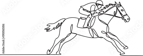 Equestrian sport, horse racing set one line art.one line victor illustration in white Background