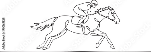 Equestrian sport, horse racing set one line art.one line victor illustration in white Background