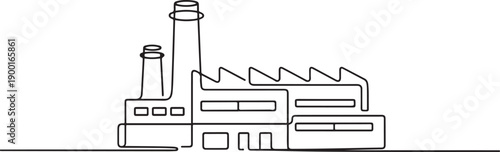 Factory continuous one line drawing minimalism design.one line victor illustration in white Background