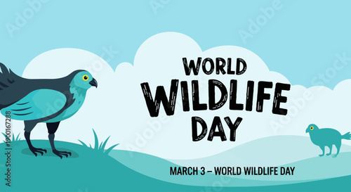 World Wildlife Day banner with birds and natural landscape