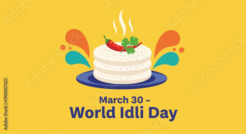 Vibrant World Idli Day celebration with steaming idli and spices