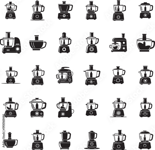 Food processor silhouette isolated with white background