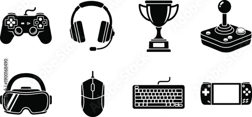 Gaming icon set for gamers and esports enthusiasts