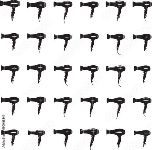 Hair dryer silhouette isolated with white background