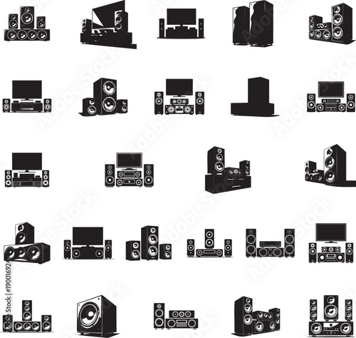 Home theater silhouette isolated with white background