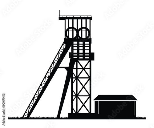 Industrial mining headframe with winding engine house