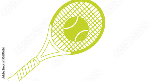 Tennis racket with ball isolated on white background