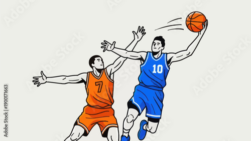 Basketball players action illustration dynamic competition sport game isolated