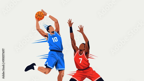 Basketball players action illustration graphic design with copy space