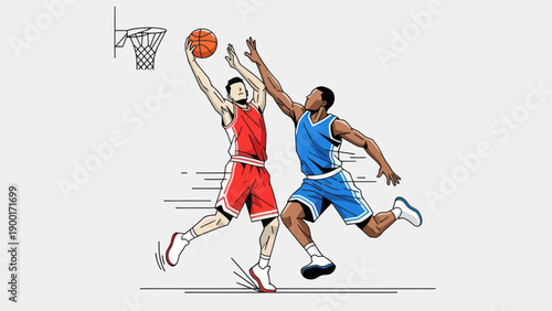Basketball players action illustration graphic design for sports concept
