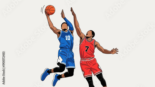 Basketball players in action a dynamic illustration of sports and competition