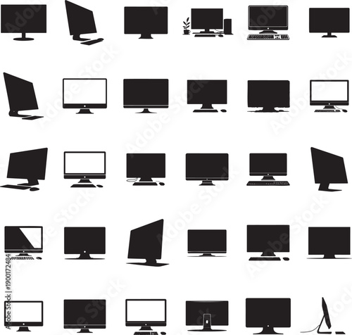 PC silhouette isolated with white background