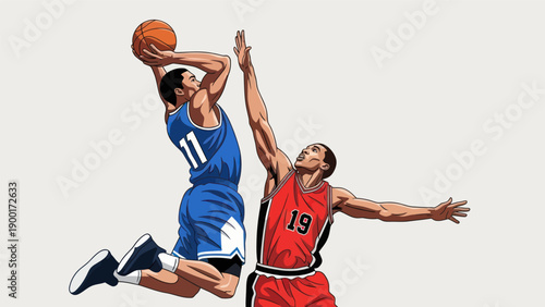 Basketball players in action a dynamic vector illustration