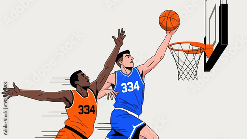 Basketball players in action a dynamic vector illustration of sport