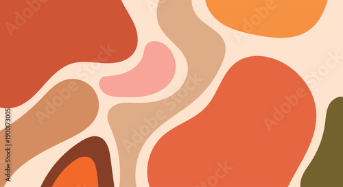Abstract organic shapes in warm autumnal tones and neutral shades