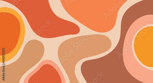 Abstract organic shapes in warm autumnal colors and textured background