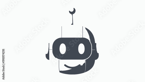 robot head with vr headset and hook