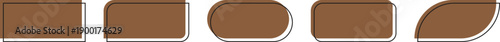 Set of brown quotation box icons. Speech bubble frames and minimalist outline borders for text message comment citation testimonial or banner design isolated on transparent background.