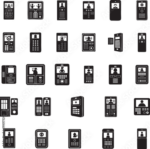 Video intercom silhouette isolated with white background