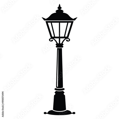 Elegant black street lamp on a classic post