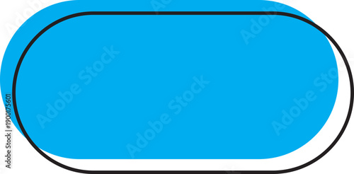 Blue quotation box icon. Speech bubble frame and minimalist black outline border for text message, comment citation testimonial design, isolated on transparent background. Vector illustration.