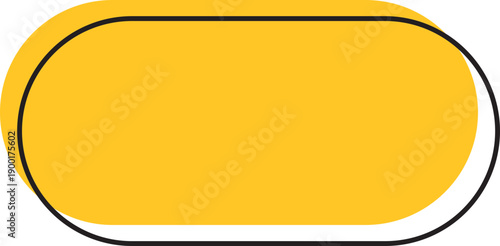 Yellow quotation box icon. Speech bubble frame and minimalist black outline border for text message, comment citation testimonial design, isolated on transparent background. Vector illustration.