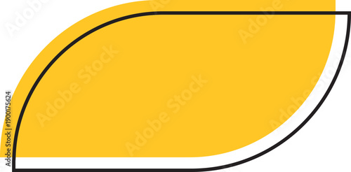 Yellow quotation box icon. Speech bubble frame and minimalist black outline border for text message, comment citation testimonial design, isolated on transparent background. Vector illustration.
