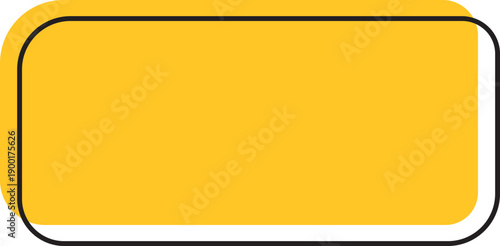 Yellow quotation box icon. Speech bubble frame and minimalist black outline border for text message, comment citation testimonial design, isolated on transparent background. Vector illustration.