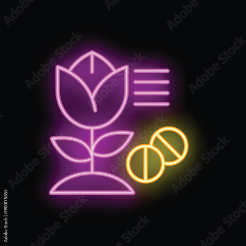 This neon sign illustration represents the concept of natural remedies and alternative medicine