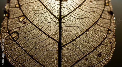 Intricate Vein Structure of a Decaying Leaf Illuminated by Sunlight Natures Delicate Art.