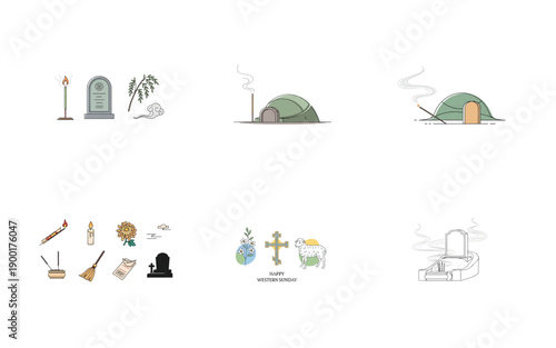 Western sunday celebration symbols and easter cross