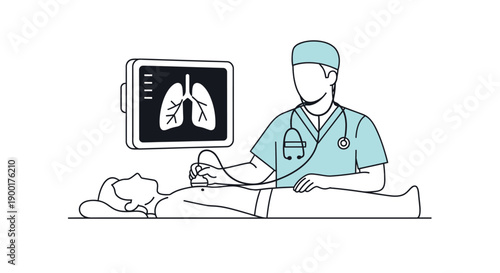 Medical professional examining a patient with ultrasound and x ray scan
