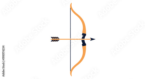 Illustration of a traditional recurve bow with an arrow isolated on white