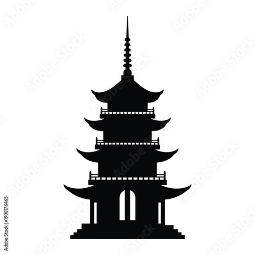 Elegant pagoda silhouette with multiple tiers and spire