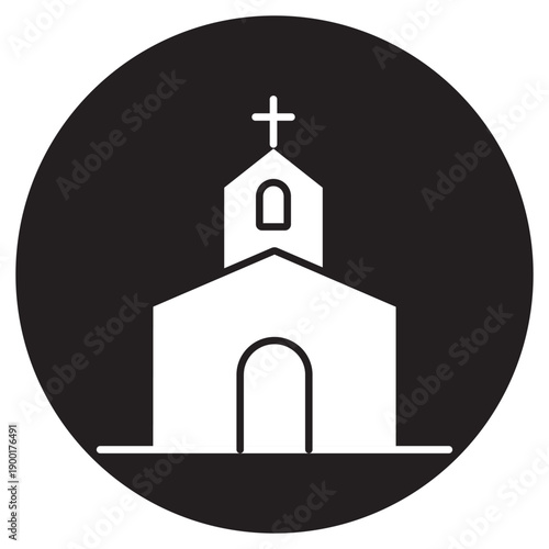 Church icon, Place of Worship, Sacred Christian Sanctuary, House of Prayer, Spiritual Fellowship Center, vector