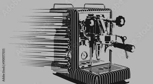 vintage espresso machine with motion effect