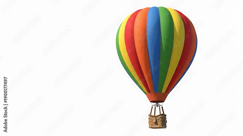 Obraz premium Colorful striped hot air balloon floating in clear sky scene