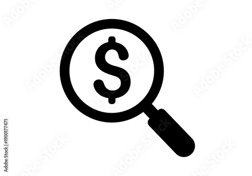 Search icon depicting a magnifying glass hovering over a dollar