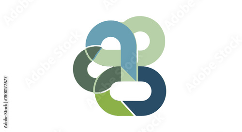 Interconnected rings symbolizing unity and harmony in shades of green and blue.