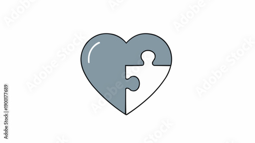 Heart Shaped Puzzle Piece Illustration Concept.