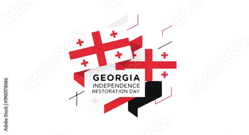 Georgia Independence Restoration Day flags and geometric shapes red cross