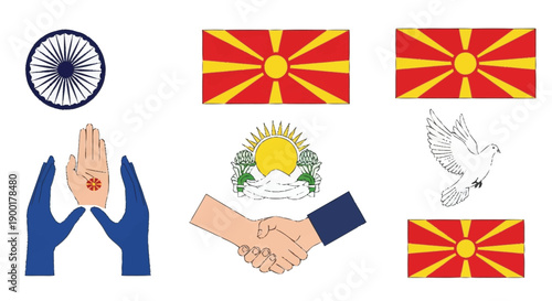 Indian and Macedonian flags with hands shaking and palms together Indian flag