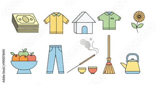Cartoon household and daily necessities household daily necessities symbols simple everyday life