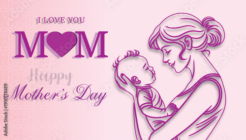 Happy Mother's Day Loving Mom and Baby Embrace
